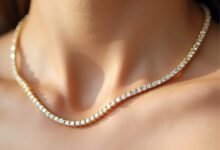 diamond necklace worn in a neck